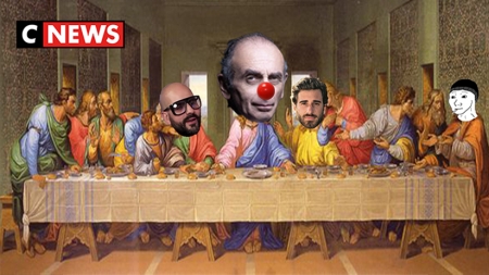 La Cène de Léonard de Vinci avec les têtes de Zemmour Papacito Rochedy et Wojak