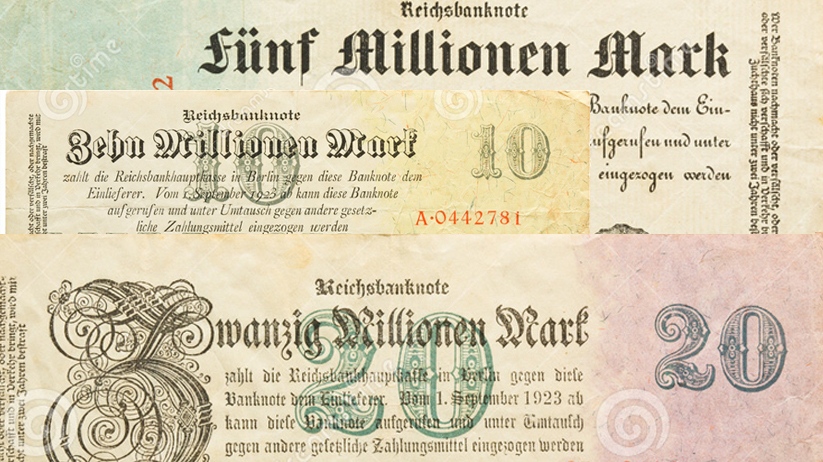Argent allemand utilisé lors de la période d'hyperinflation en 1923