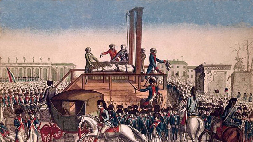 Gravure illustrant la décapitation de Louis XVI