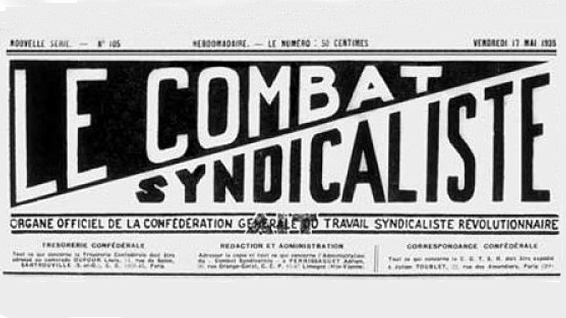 Journal de la Confédération générale du travail Syndicaliste révolutionnaire de 1926 à 1939 En-tête du numéro 105 du 17 mai 1935
